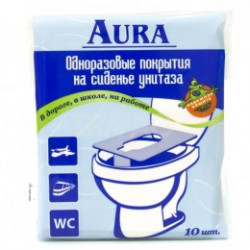 Покрытие на сиденье унитаза одноразовое, Aura (Аура) 10 шт